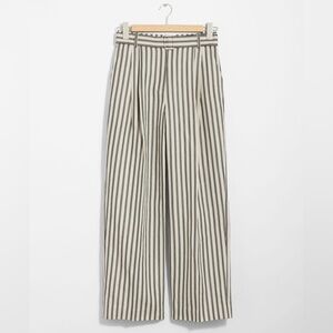 Striped high waist trousers w belt